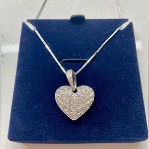 Authentic Swarovski Heart Puff Pave Pendant Crystal Rhodium Plated 959286